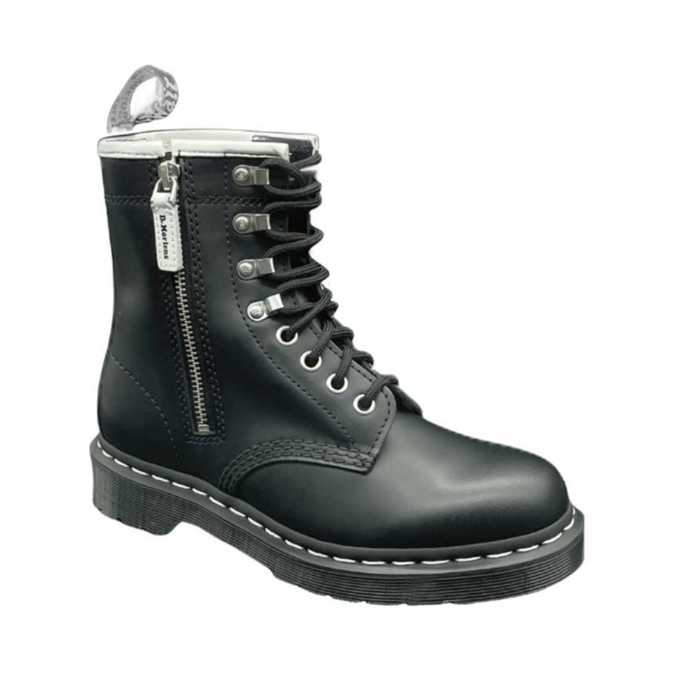 NEW Black & White DR Martens 1460 Zipped Combat Boots